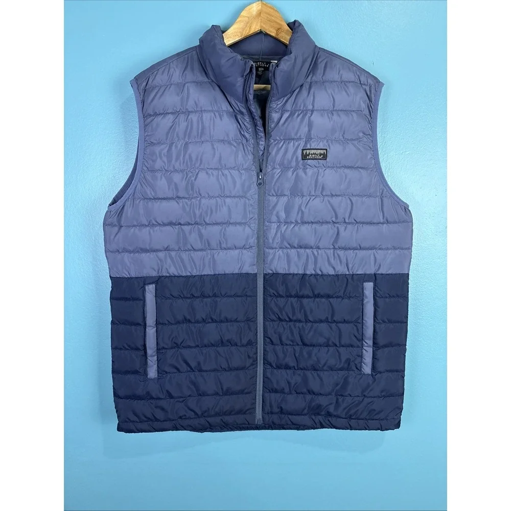 Simply Southern Puffer Vest Size XL Blue Colorblock Preppy Old Money